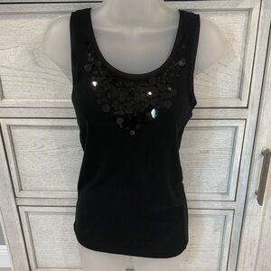 Ann Taylor Black Sequin Tank Top